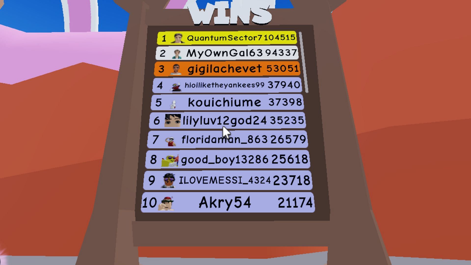 Acquire Wins to get featured in the leaderboard (Image via Roblox)